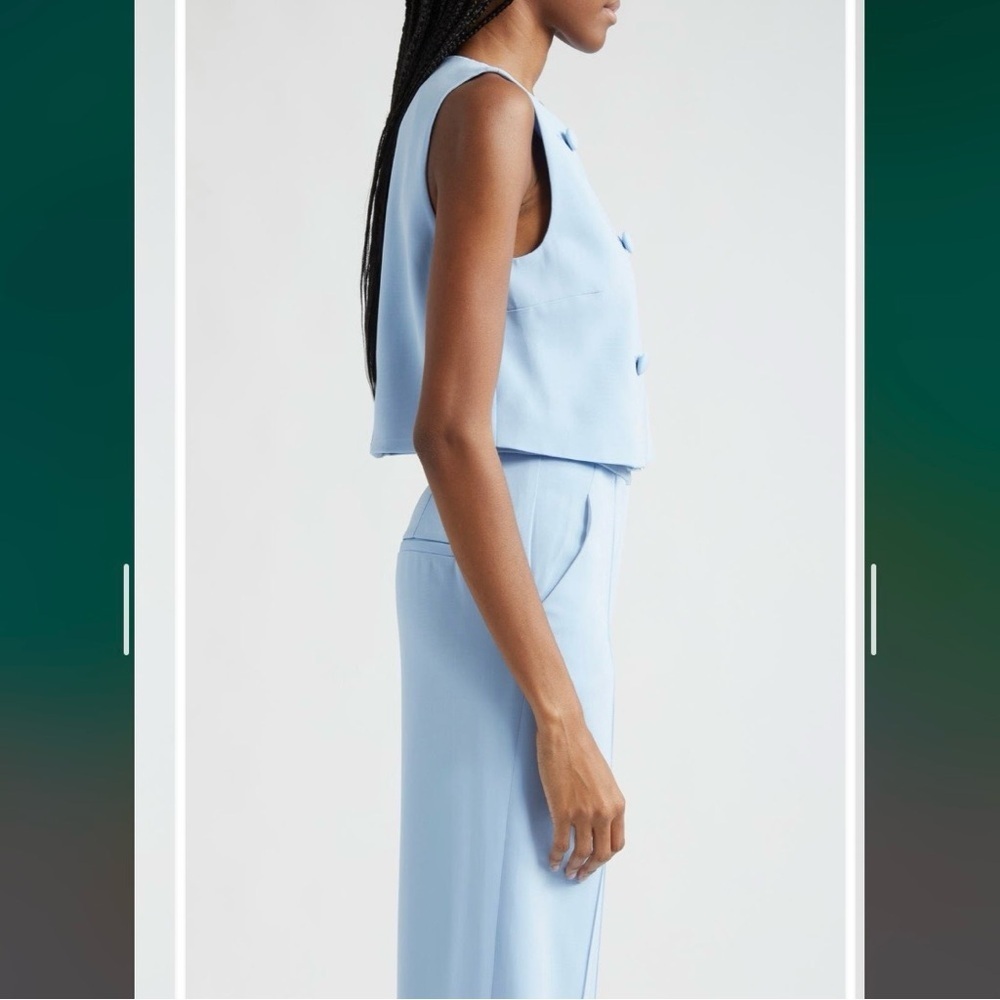 Veronica Beard Drexley Boxy Sleeveless Button-Up Top in Blue Sky Size 8 - Picture 3 of 11
